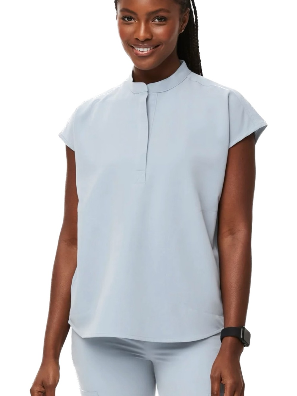 FIGS Rafaela Top and Livingston Pants in Dusty Blue